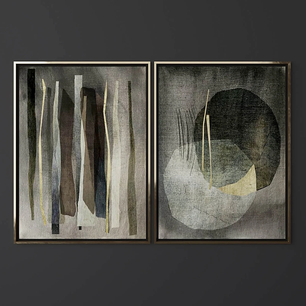 Abstract Art Set with Textured Muted Tones (2)