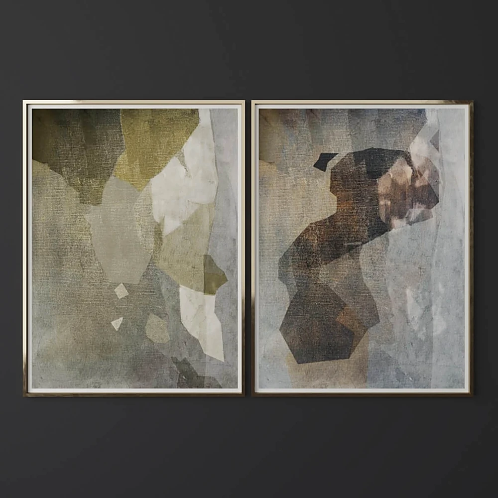 Abstract Art Set with Textured Muted Tones (3)