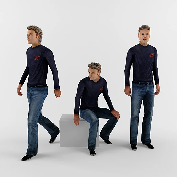3D Human Model Male Figure in Casual Attire