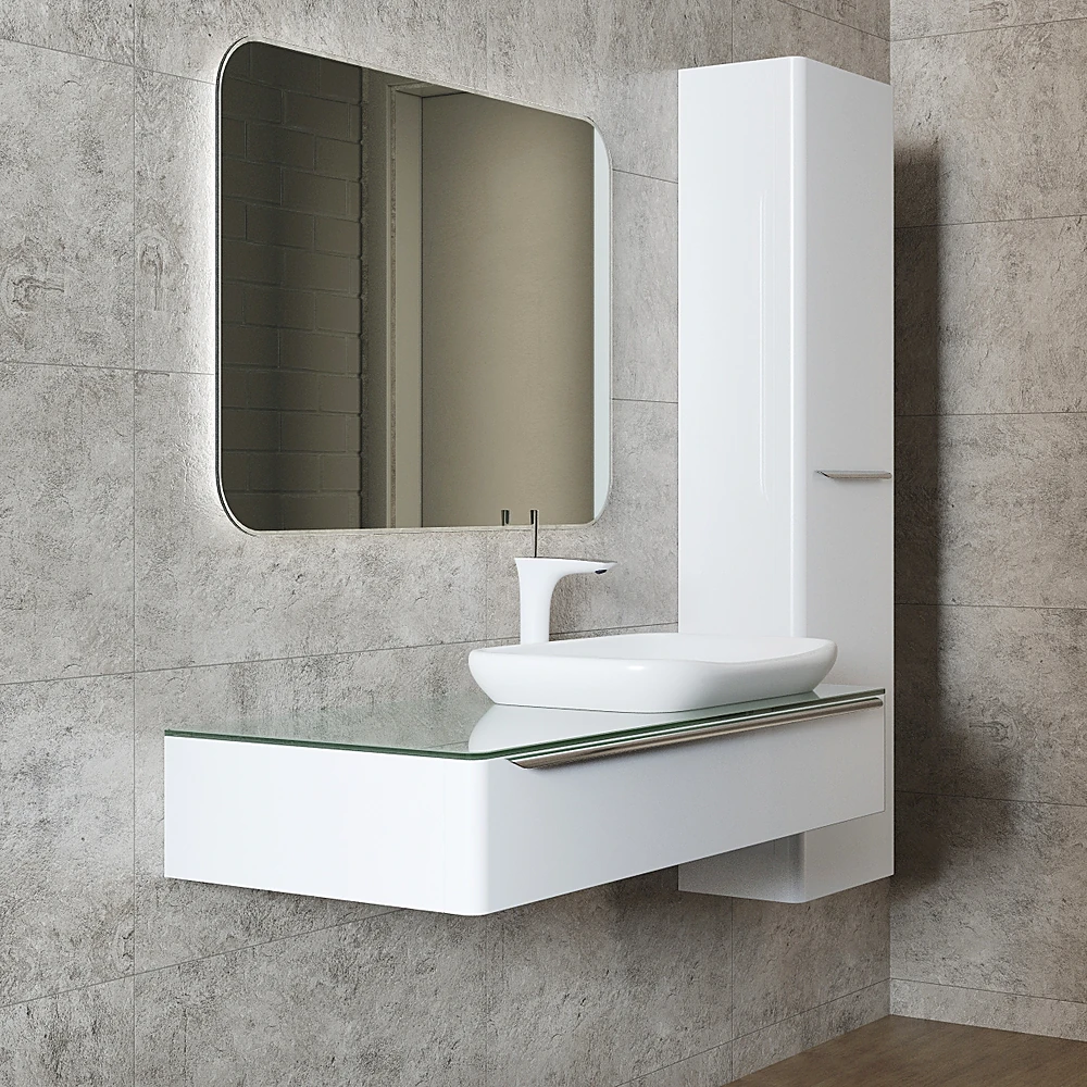 Bathroom furniture set with Modern White Finish