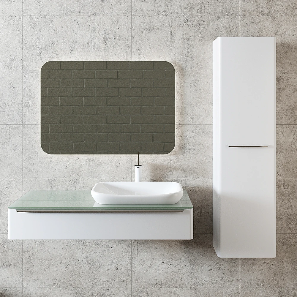Bathroom furniture set with Modern White Finish (2)