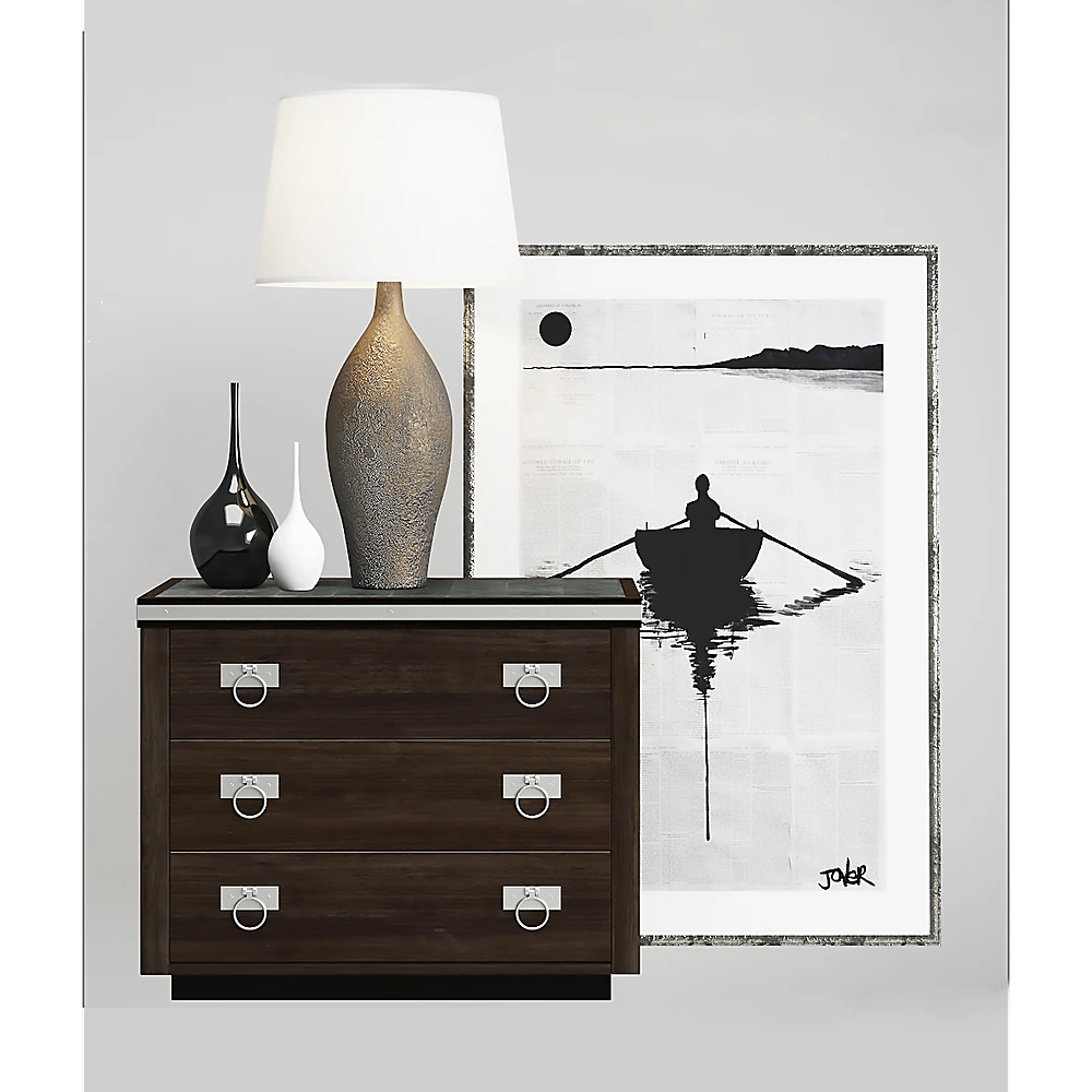 Chest of Drawers with Dark Wood Finish and Metal Pulls