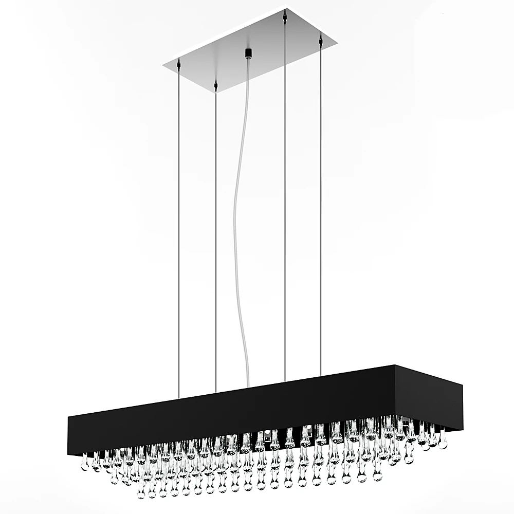 Chandelier with Black Frame and Crystal Drops