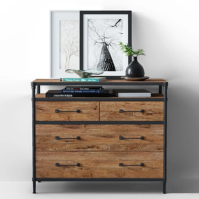 Cassettiera con Legno e Metallo Industriale