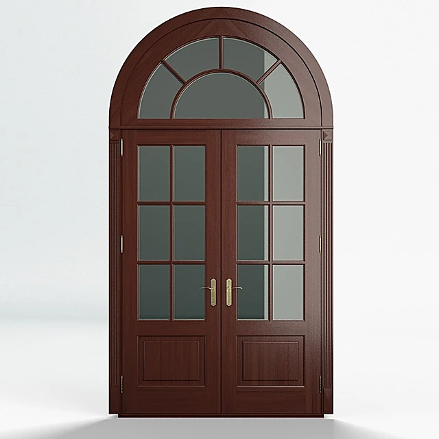 Classic Wooden Double Doors with Arched Transom