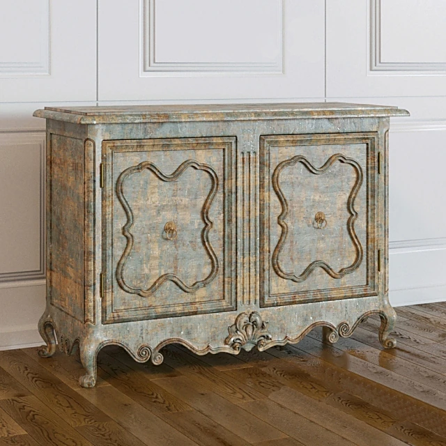 Lille Persian Cabinet with Distressed Finish