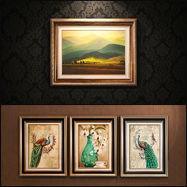 Collection of Paintings with Ornate Frames