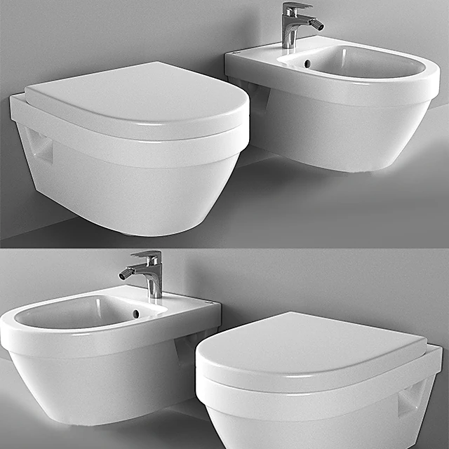 Wall-mounted Toilet and Bidet Set by Villeroy & Boch