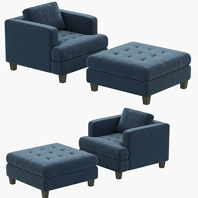 Armchair and Pouf Set Fleetwood by Dantone Home