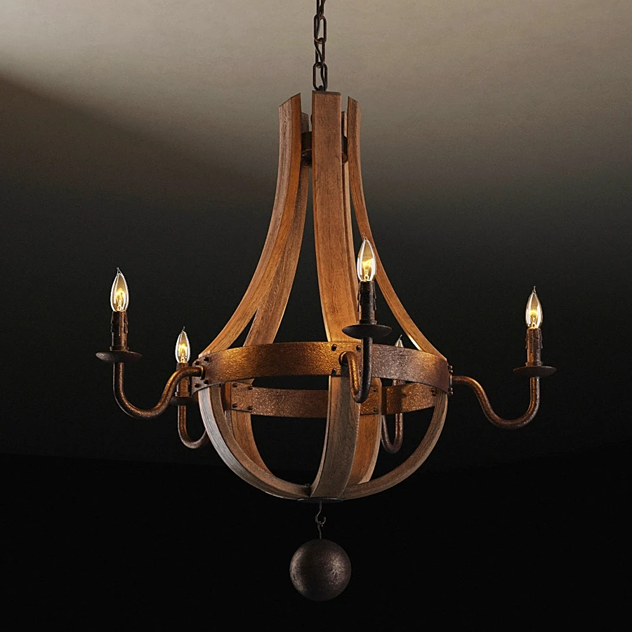 Rustic Wood and Metal Chandelier