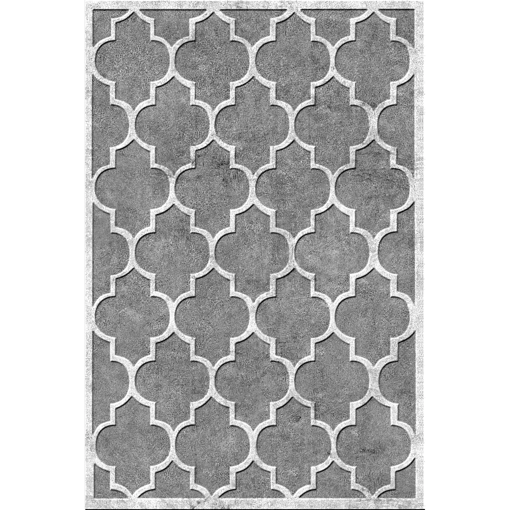 Dark Grey Tufted Rug with Arabic Pattern