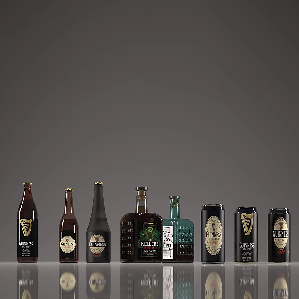 Collection of Realistic Beverage Bottles and Cans