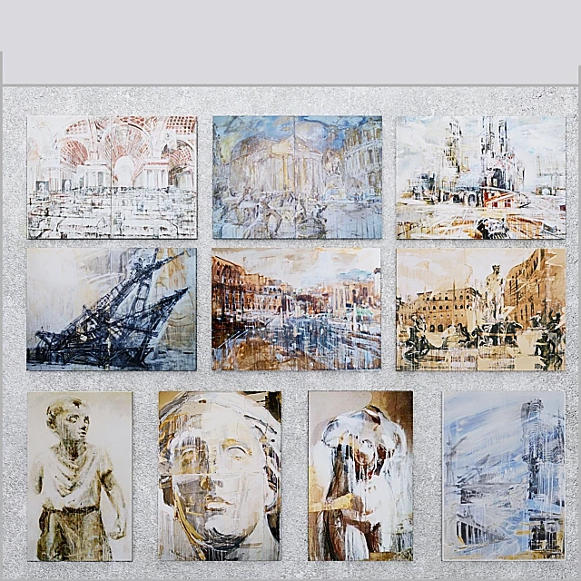 Collection of Pictures with Abstract Architectural and Classical Art