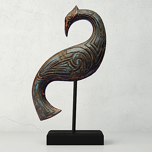 Decorative Bird Sculpture with Carved Jackfruit Wood