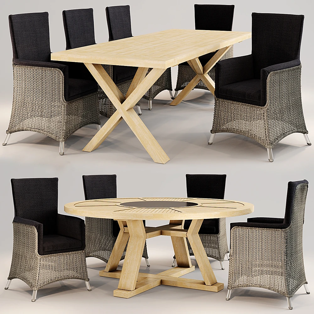 Dining Set Wicker chair and two tables by Brafab