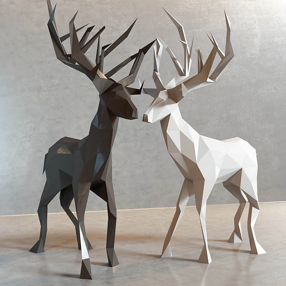 Geometric Deer Sculpture Decor Set