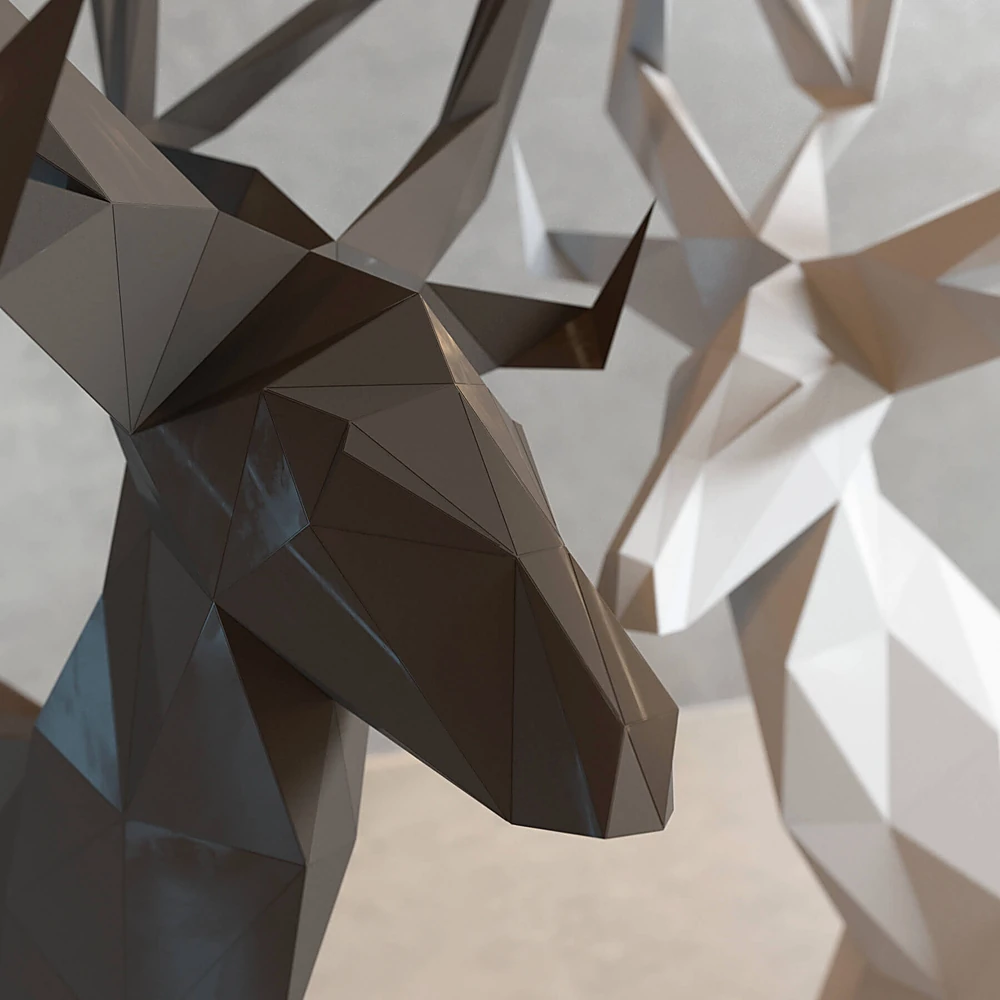 Geometric Deer Sculpture Decor Set (2)