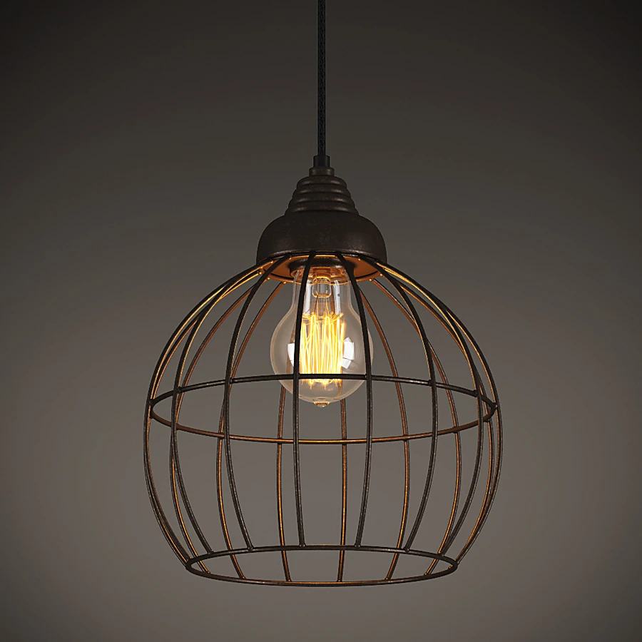 Ceiling Lamp with Industrial Round Metal Cage