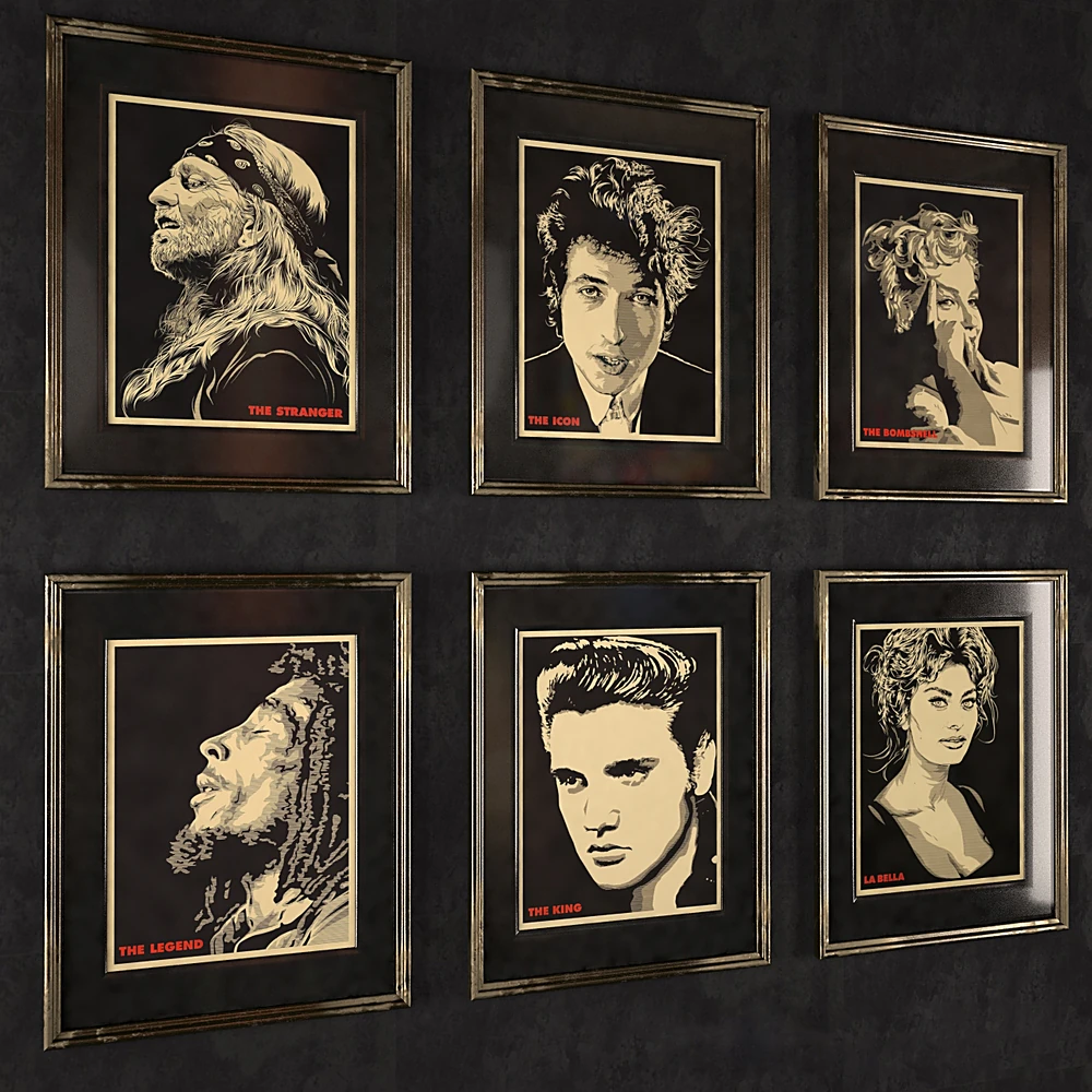 Framed Posters with Stylized Celebrity Portraits