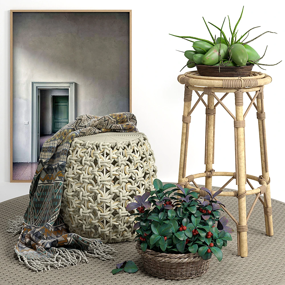 Plant Set with Ottoman 02 by Palecek