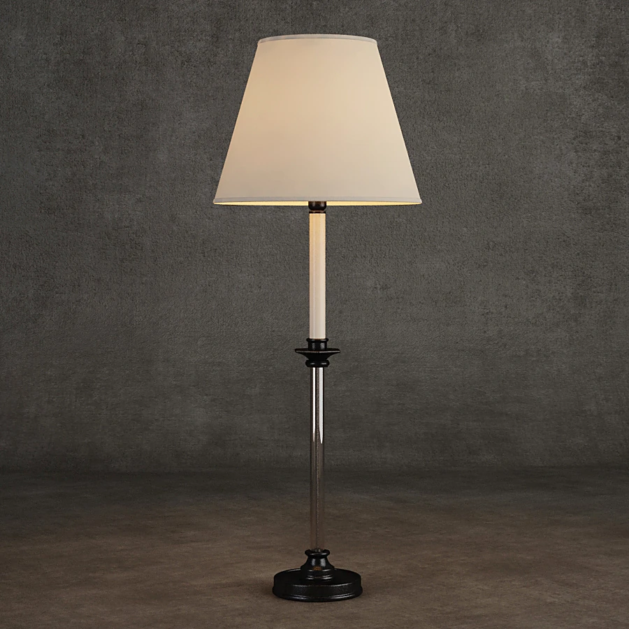 Table Lamp with Clear Stem and Classic Shade