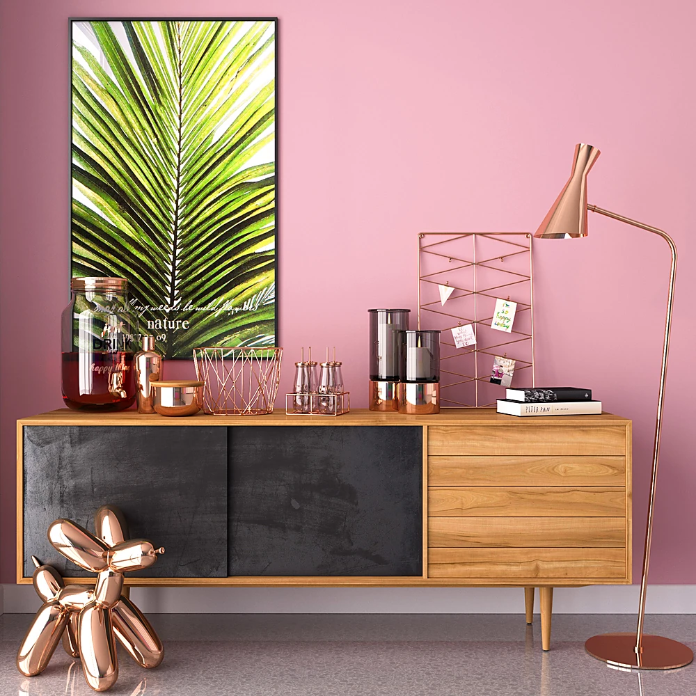 Modern Wood Sideboard with Dark Sliding Panels (2)