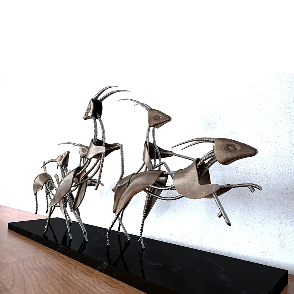 Decorative Sculpture with Abstract Metal Deer (2)