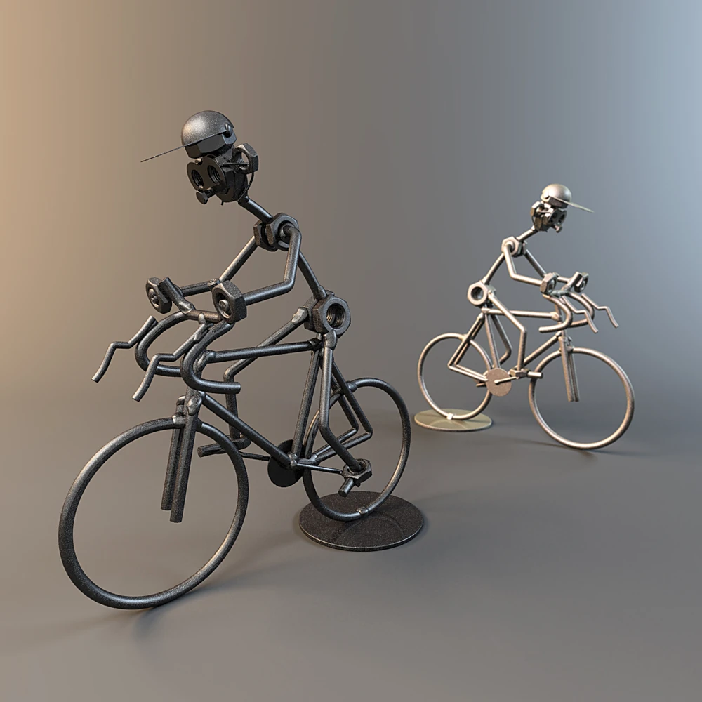 Techno Art Metal Cyclist Figurine
