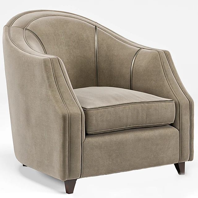 Camel Velvet Armchair with Curved Back