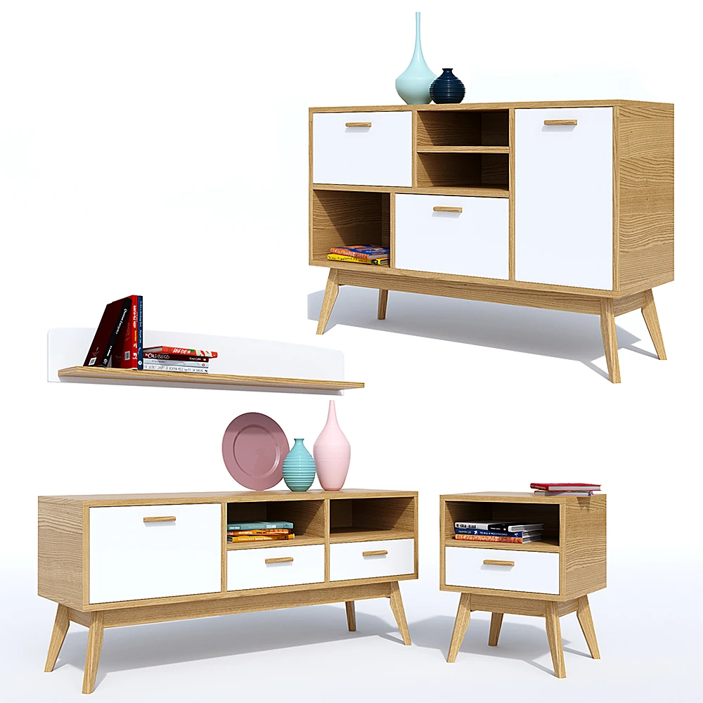 Chest of drawer with Scandinavian Wood and White Design