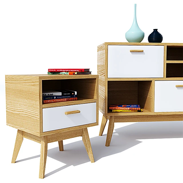 Chest of drawer with Scandinavian Wood and White Design (2)