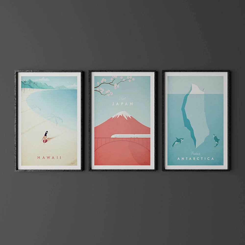 Vintage Travel Poster Set with Minimalist Cityscapes (3)