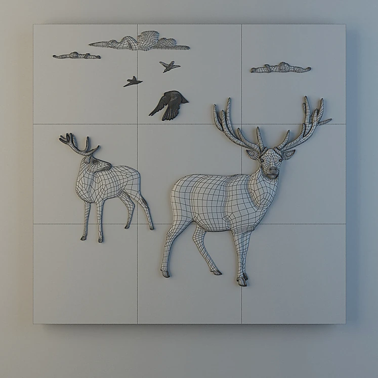 Decorative Panel with Abstract Animals and Geometric Shapes (2)