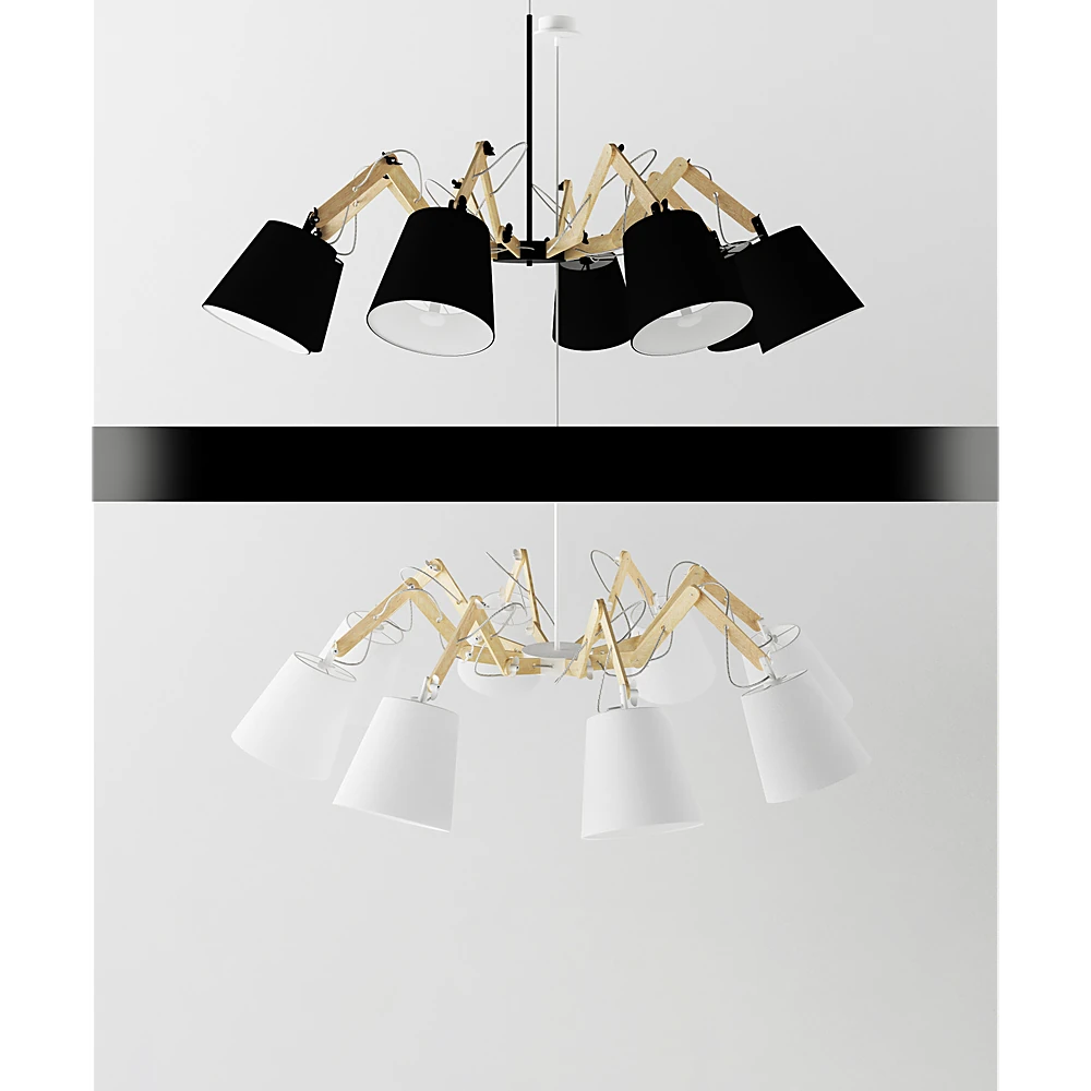 Chandelier with Adjustable Wooden Arms