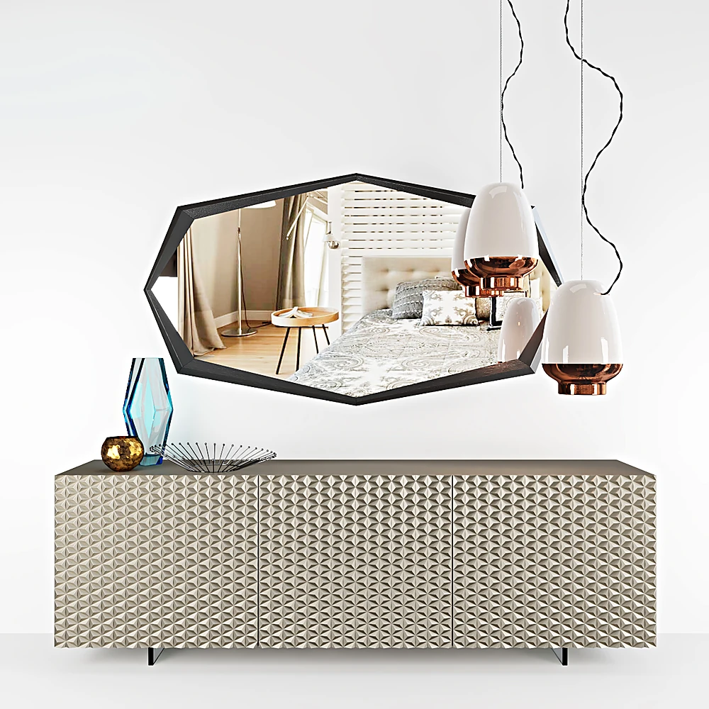 Modern Decorative Set with Cabinet and Mirror