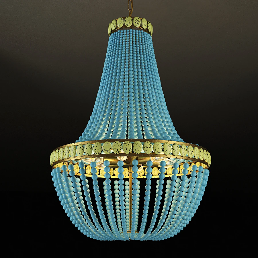 Chandelier with Blue Beads and Classic Form