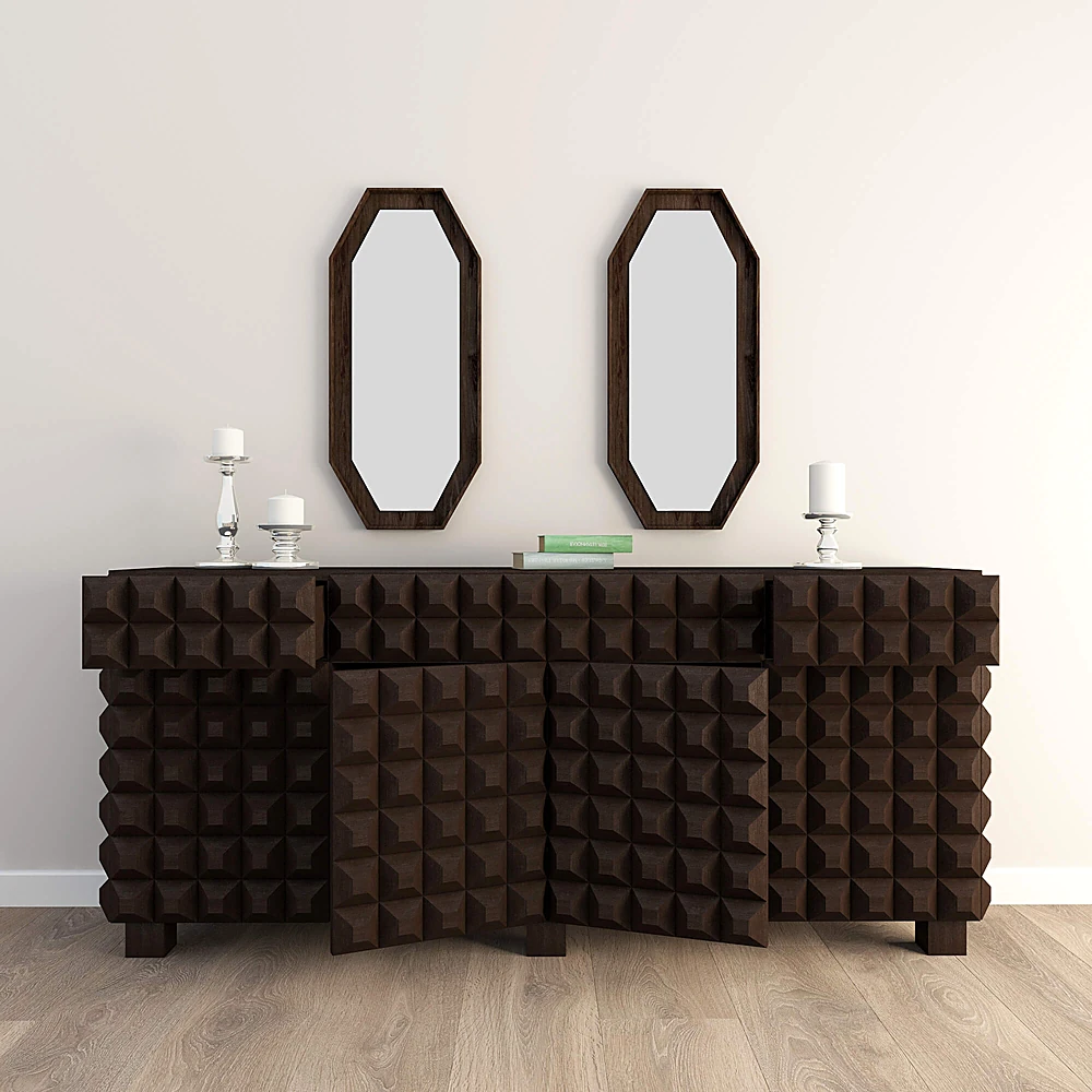 Chest of Drawers with Pyramidal Dark Wood Texture
