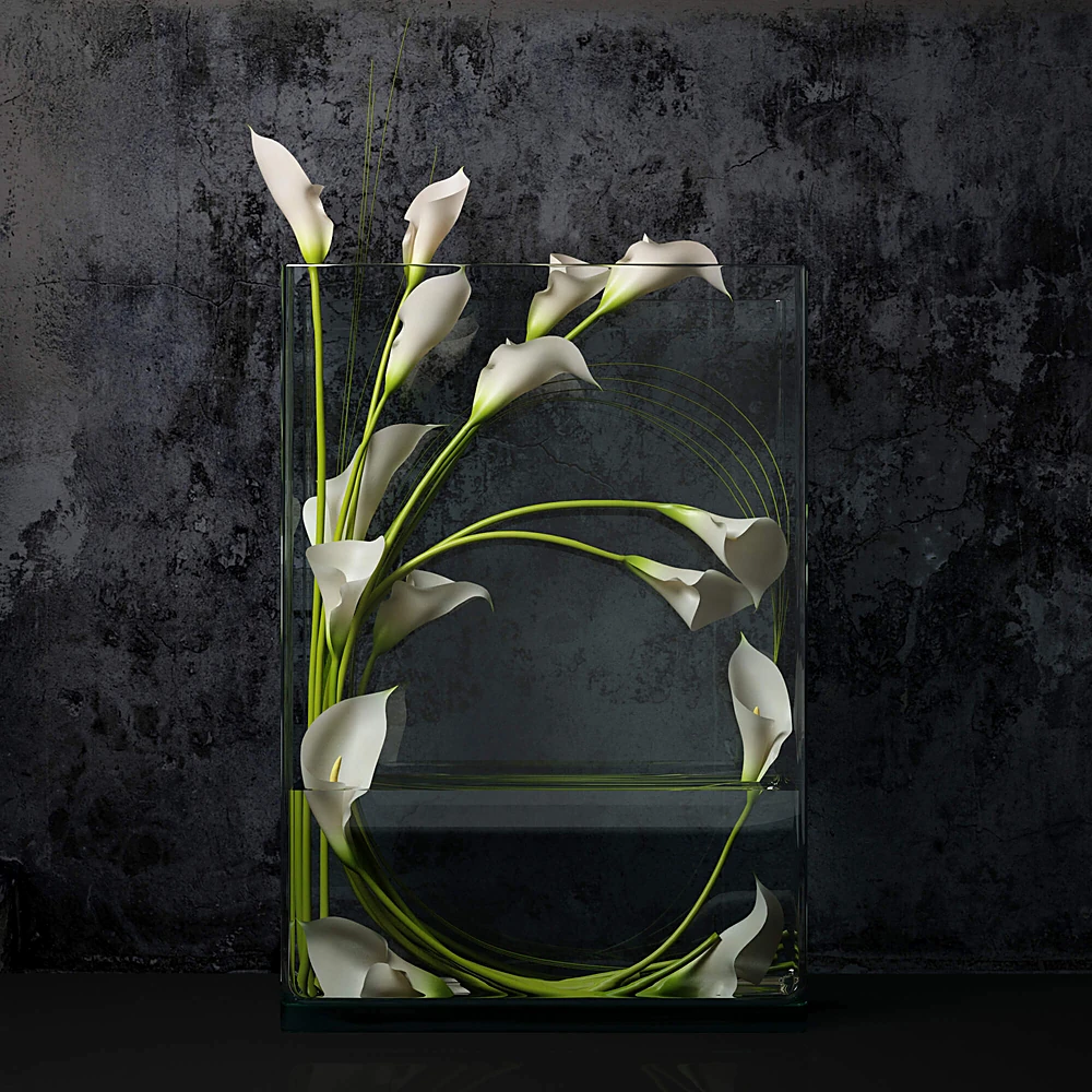Floral Arrangement with White Callas in Glass Vase
