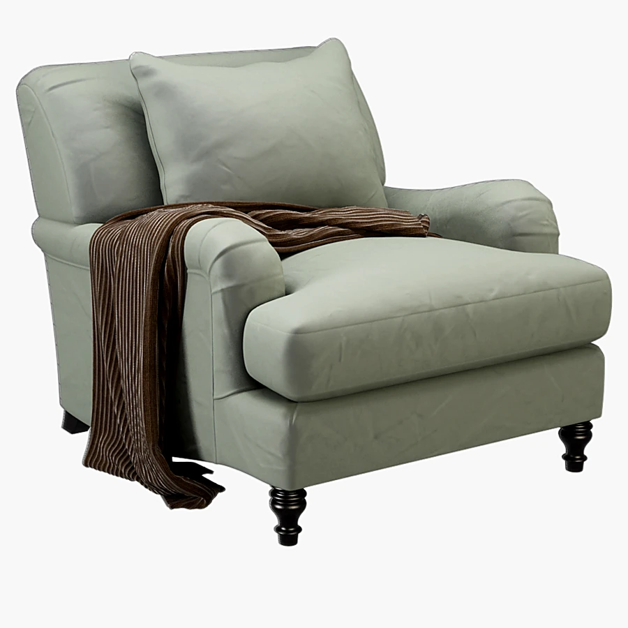 Classic Upholstered Armchair with Rolled Arms
