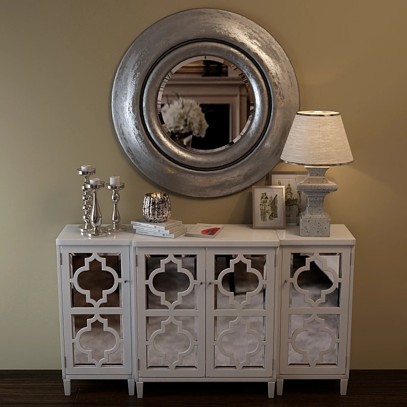 Sideboard with Decorative Mirrored Doors