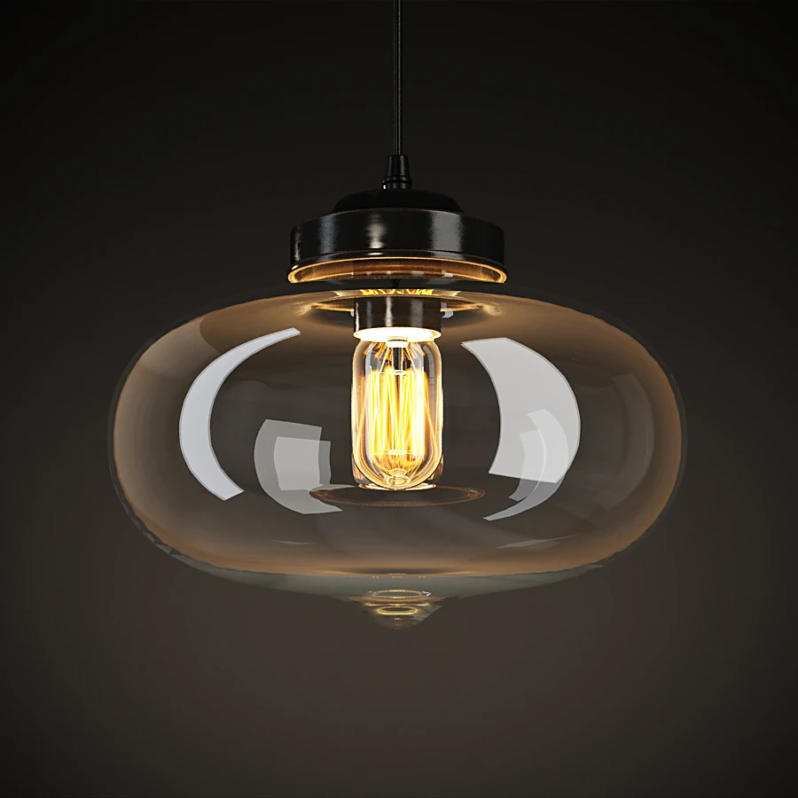 Ceiling Lamp with Smoked Glass Shade and Edison Bulb