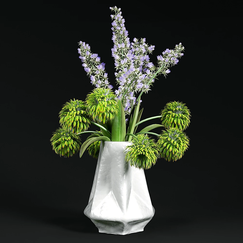 Set of Decorative Plants with Modern Ceramic Vases (2)