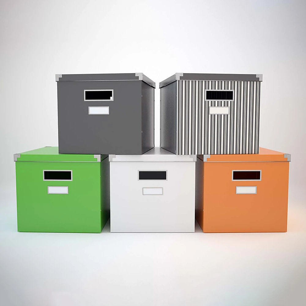 Colorful Storage Boxes Set with Striped Pattern