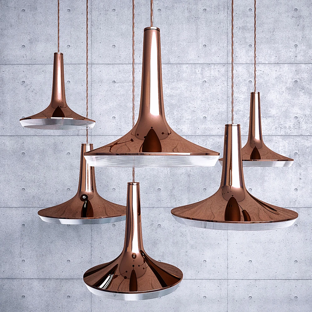 Collection of Ceiling Lamps with Copper Finish