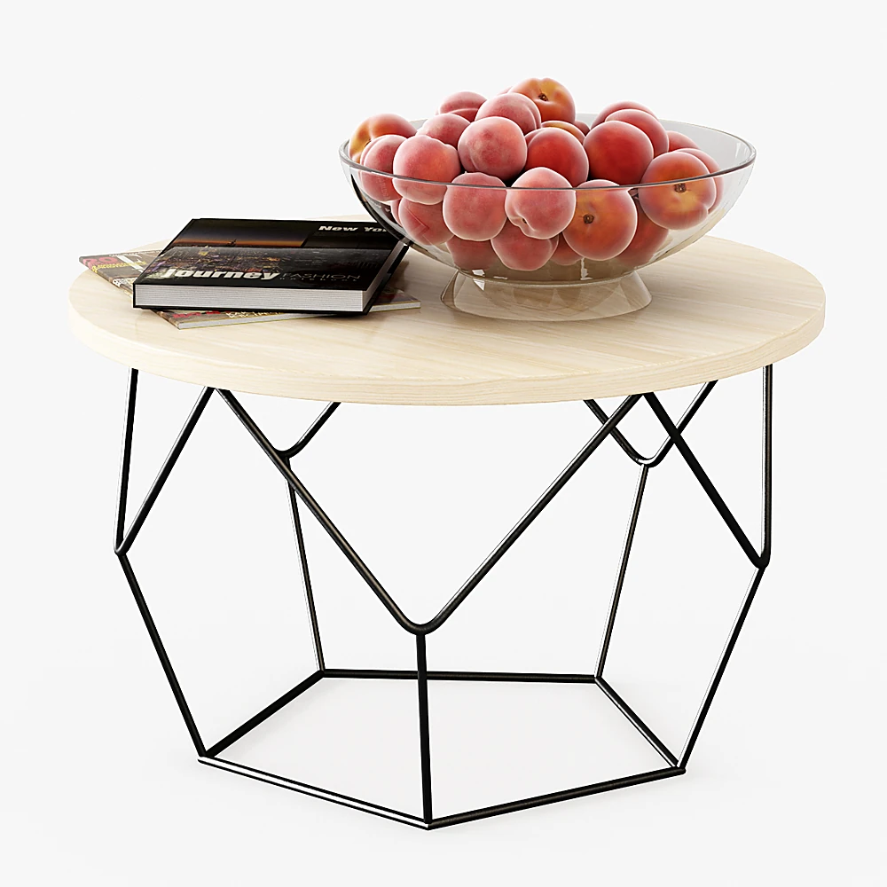 Coffee Table with Geometric Metal Base