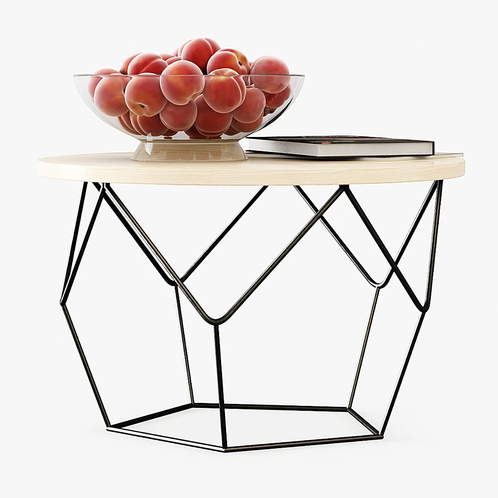 Coffee Table with Geometric Metal Base (2)