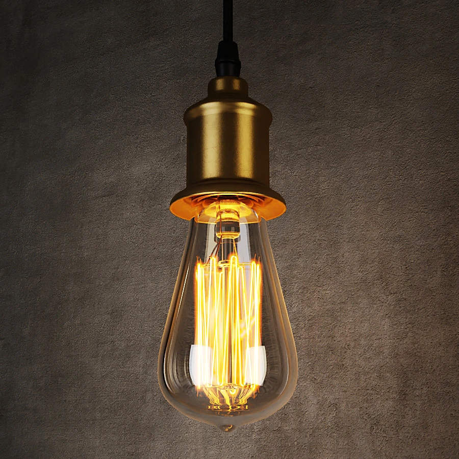 Chandelier with Edison Bulb and Brass Finish