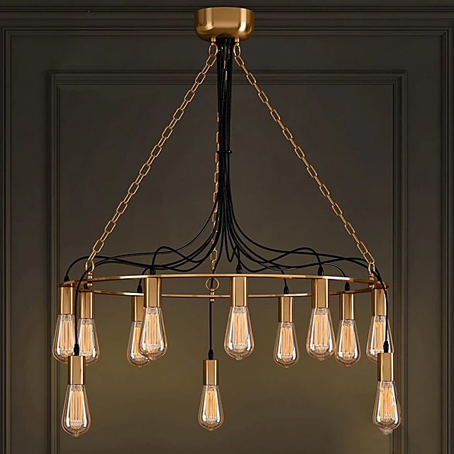 Industrial Gold Metal Chandelier