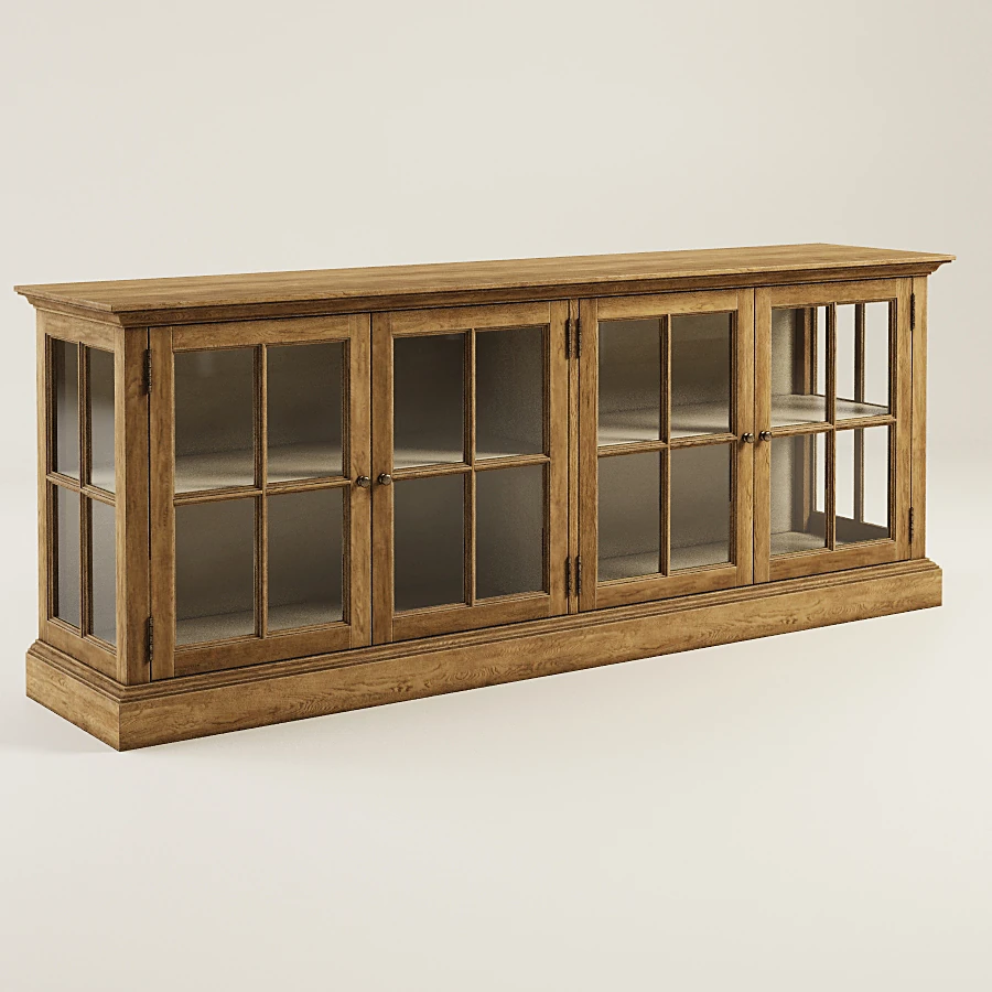 Classic Wooden Sideboard with Glass Doors