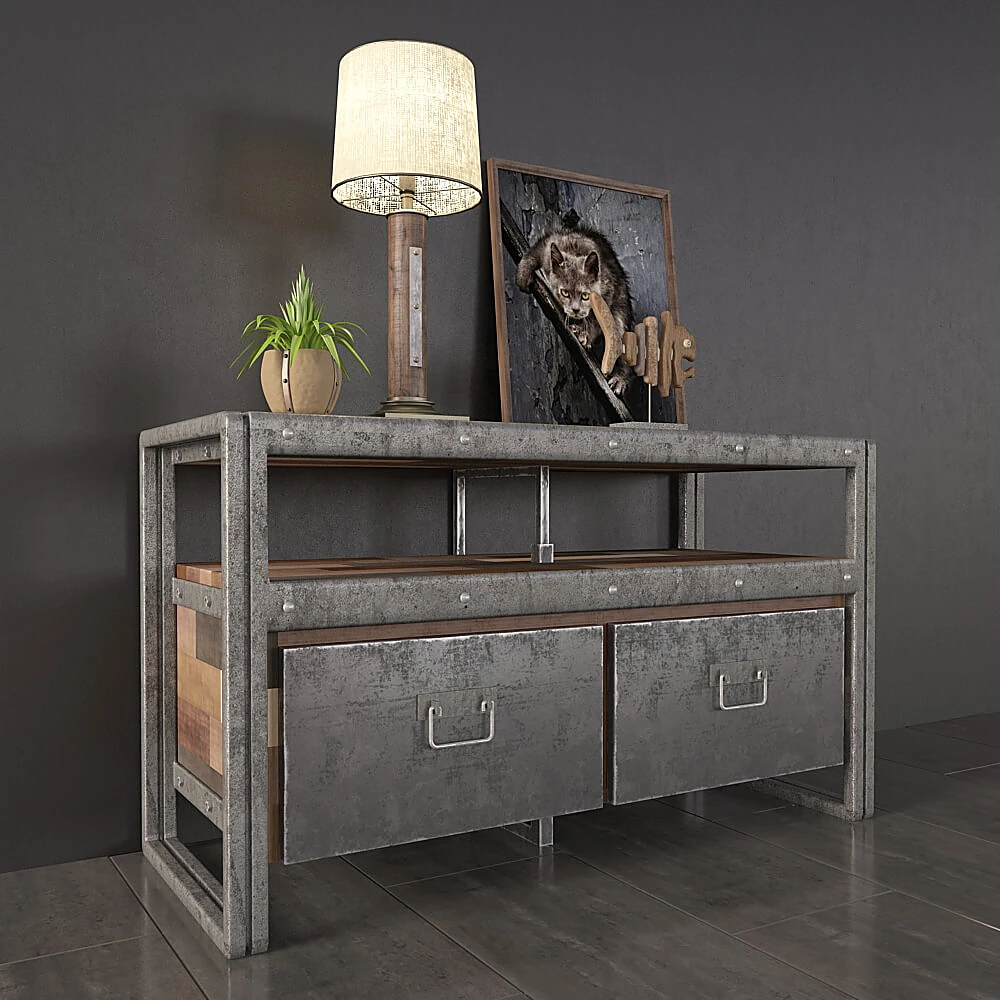 Chest of Drawers with Industrial Metal and Wood